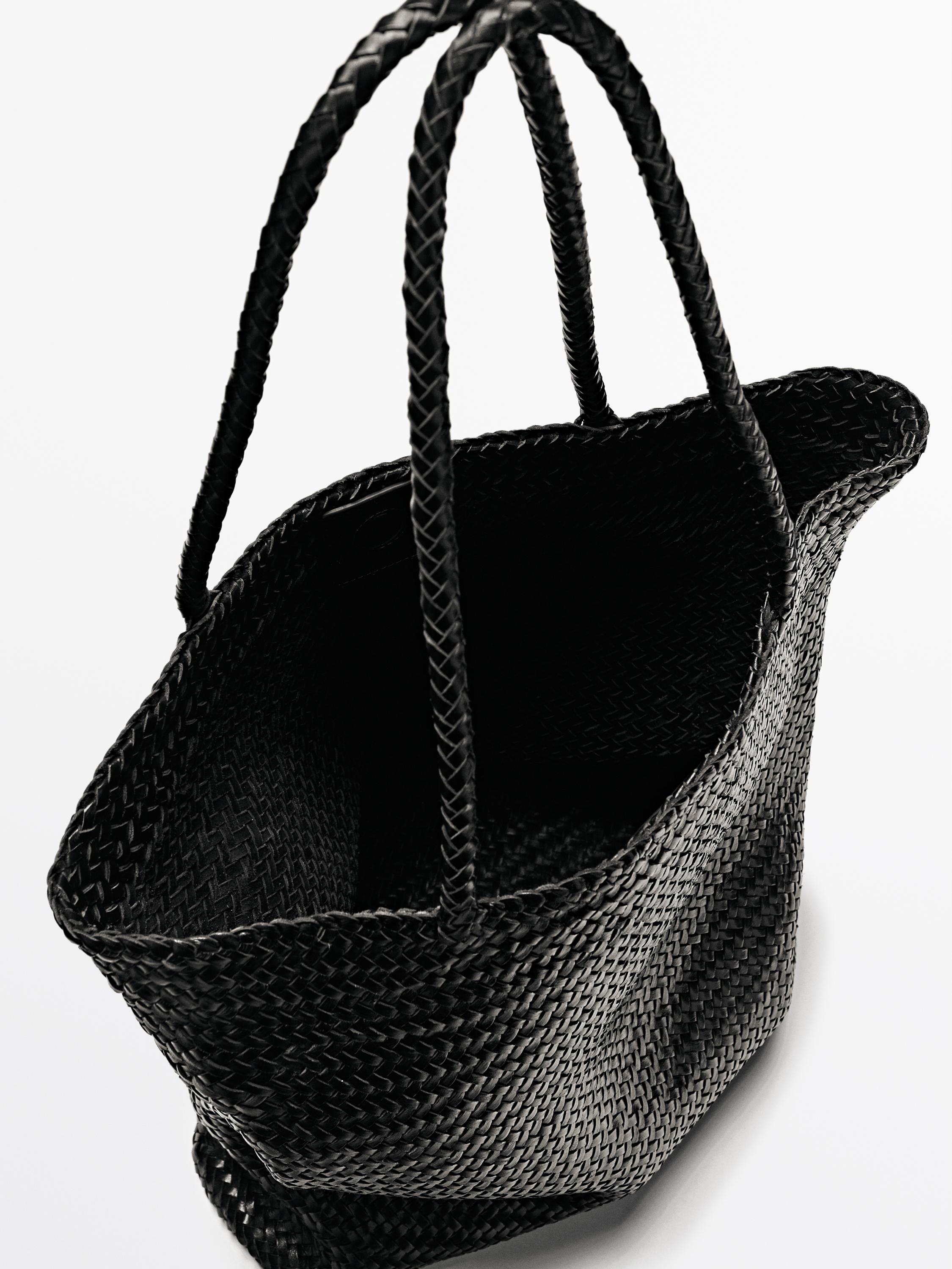 Large woven nappa leather tote bag